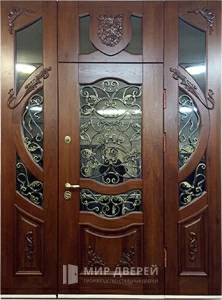 Стальная парадная дверь для деревянного дома №41 внешняя - фото